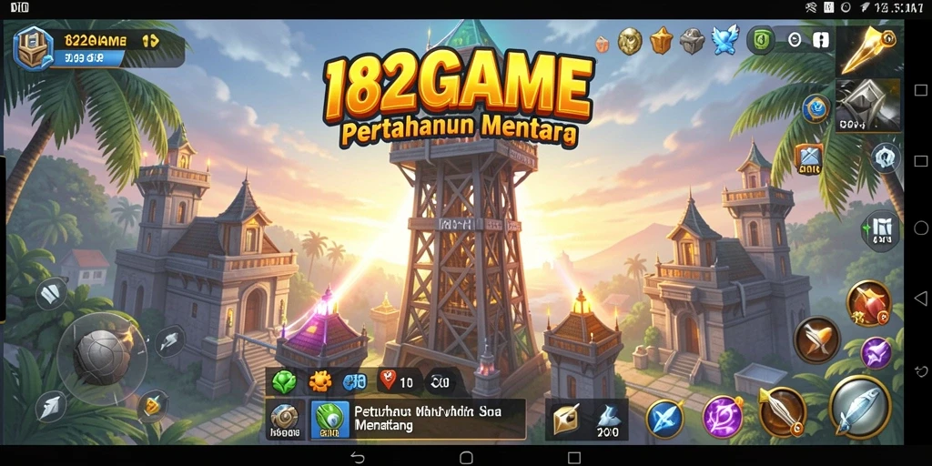 Tampilan gameplay menegangkan dalam 182GAME Tower Defense.