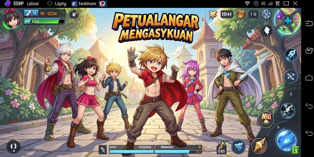 Gameplay <strong>55RP</strong> menampilkan aksi seru dalam dunia anime yang indah.