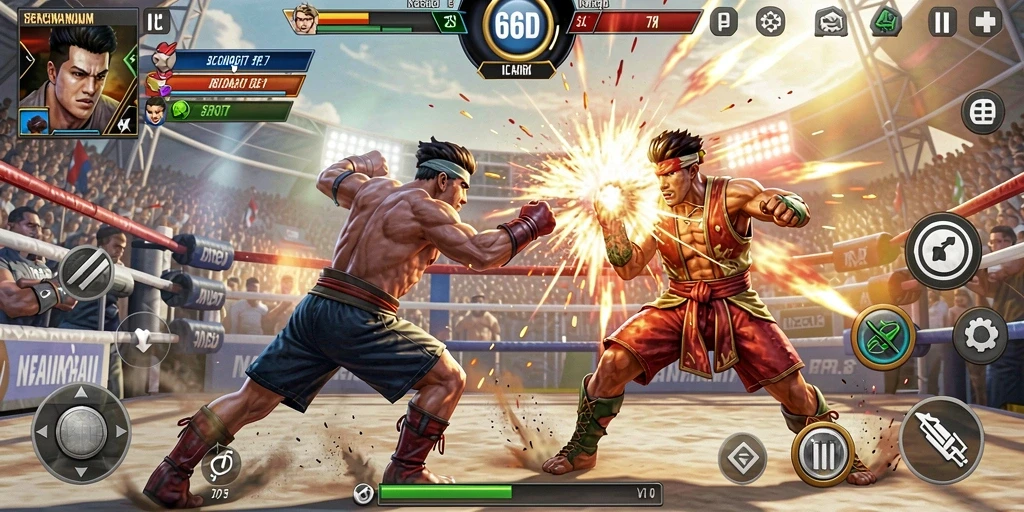 Tampilan menegangkan dari gameplay Fighting di 66D dengan aksi pertarungan cepat.