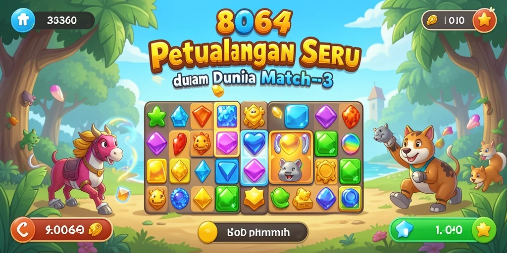 Screenshot menampilkan gameplay seru dalam 8364 Match-3.