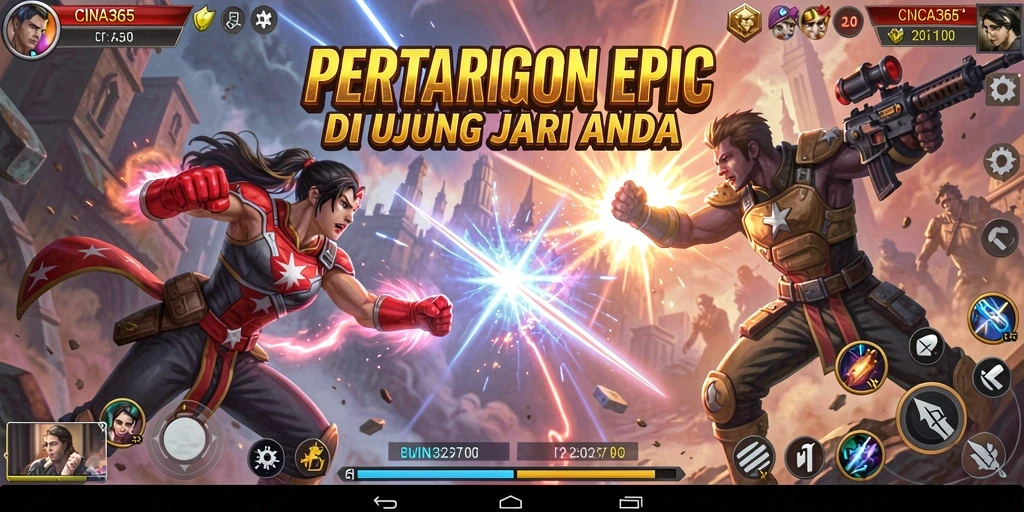 Gameplay CINA365 menampilkan pertarungan seru dengan grafis yang menawan.