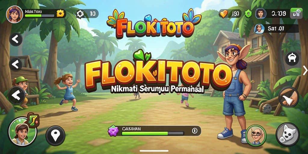Tampilan gameplay seru dalam <strong>FLOKITOTO</strong> yang penuh warna.