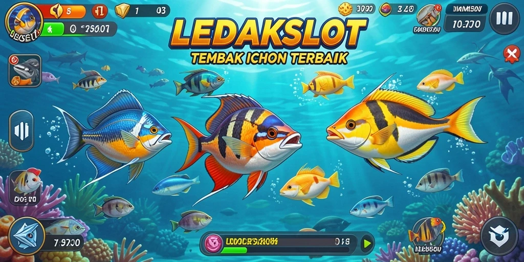 Tampilan gameplay seru di LEDAKSLOT saat menembak ikan.
