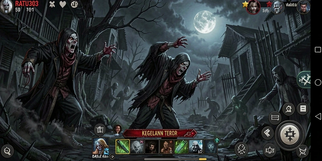 Menampilkan gameplay kengerian yang mendebarkan dan atmosfer yang menakutkan.