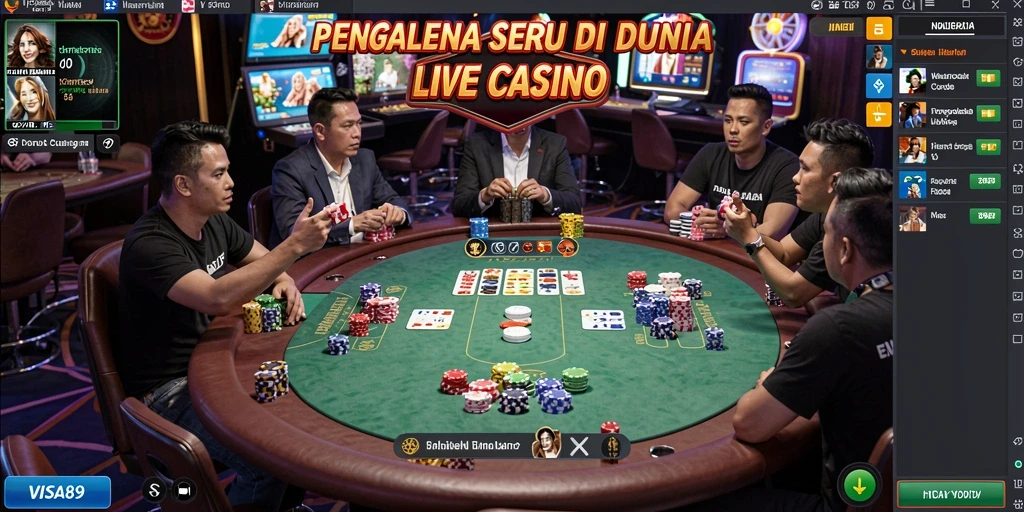 Screenshot utama VISA89 menunjukkan dealer profesional dan permainan Live Casino yang menarik.